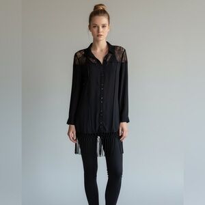 NWOT Miss me long lace fringe blouse M